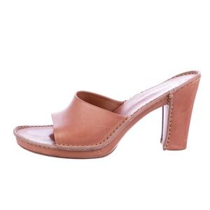 Tod’s Chunky Heel‎ slides Sandals tan leather size 39